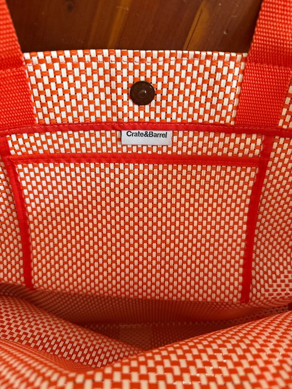 Crate&Barrel Orange Patterned Tote - Picture 2 of 2